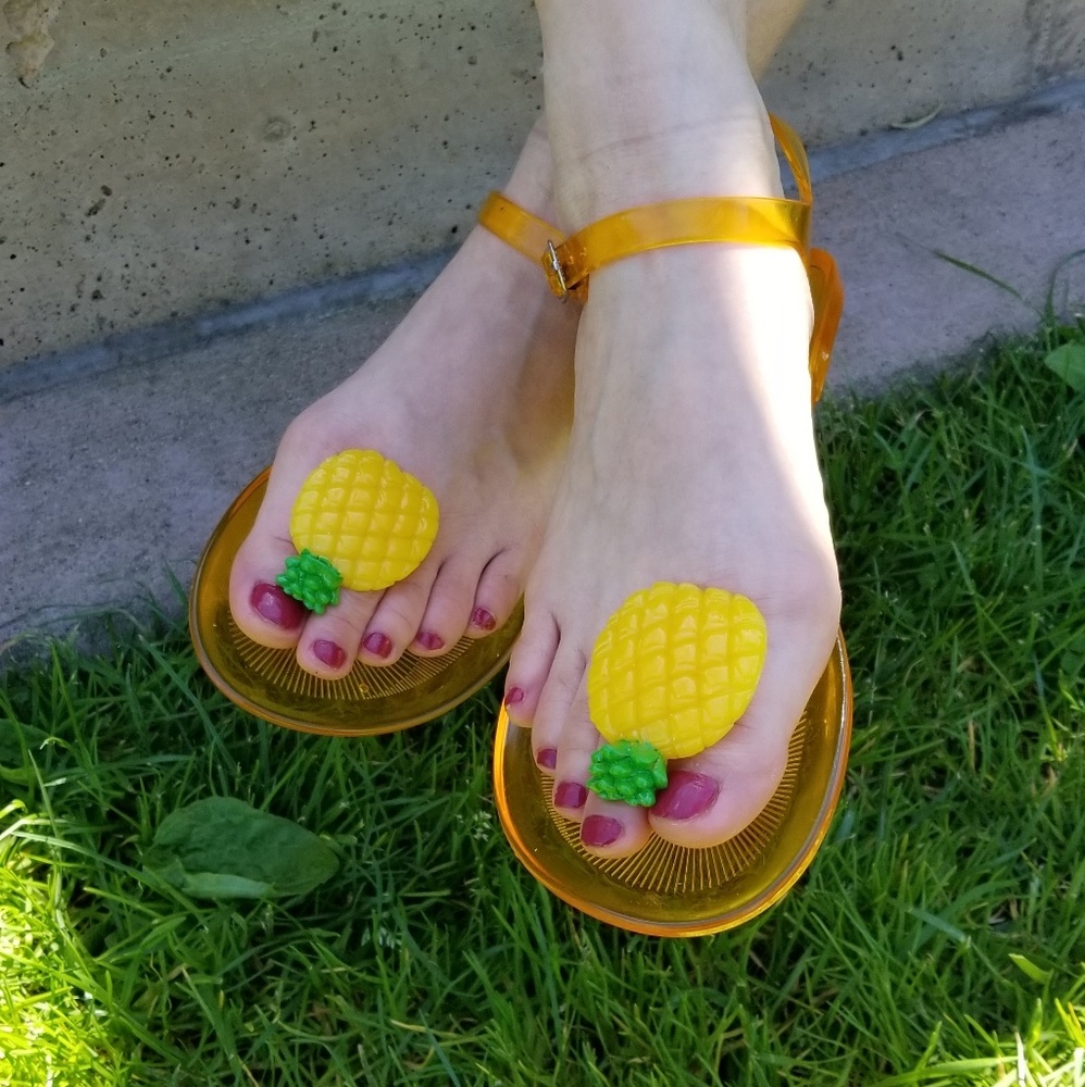 Summer Pineapple Orange Jelly Ankle Sandal 🍍 - Picture 2 of 5